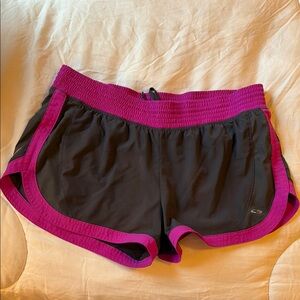Women's Black and Pink Athletic Shorts